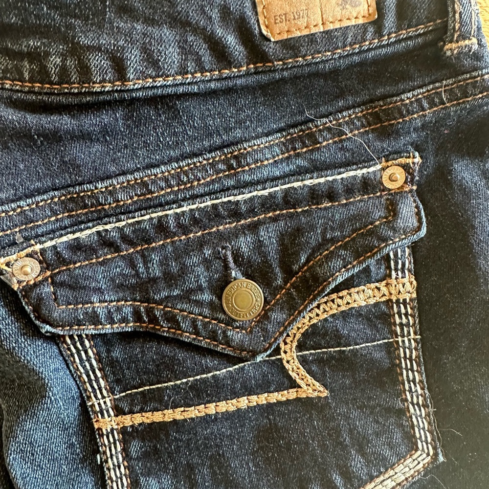 American Eagle Outfitters Blue Boot Cut Jeans with Contrast Stitching